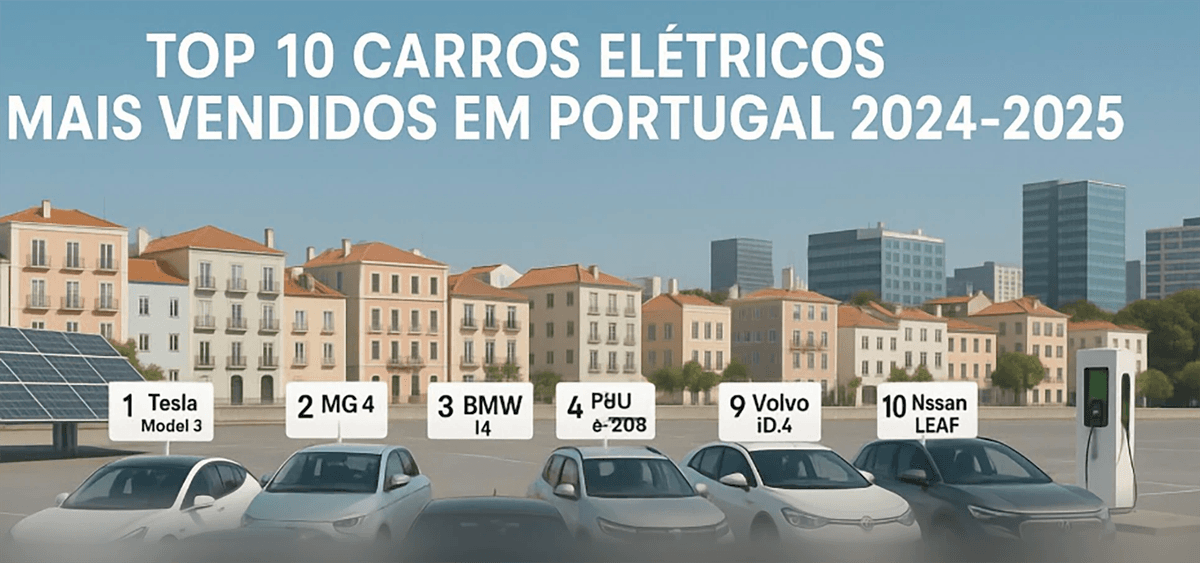 Top 10 carros elétricos mais vendidos em Portugal 2024-2025
